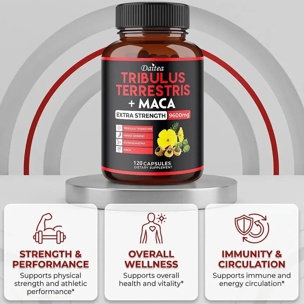 Tribulus Terrestris Capsules 7000mg with Maca Ginseng & Ashwagandha Energy Muscle Focus & Endurance Support for Men