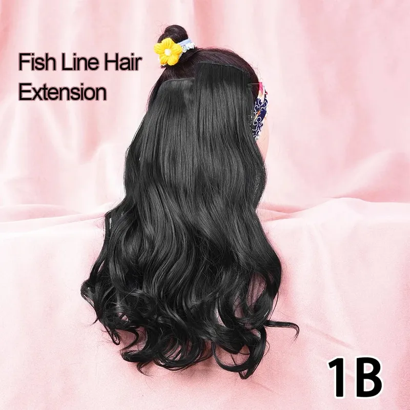 Silike 180g Fish Line Synthetic Wavy Clips in One Piece Hair Extensions 24 inch 17 Colors Heat Resistant Hair Extension