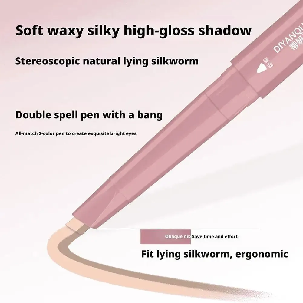 2 In 1 Double Ended Lying Silkworm Pen Two-tone Natural Under Eye Highlighter & Shadow Stick For Korean Makeup