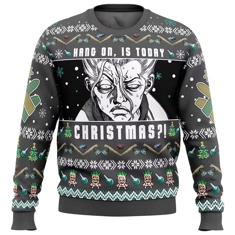 Novo suéter da moda, sucesso de vendas, com estampa de Natal do Dr. Stone, presente de Natal engraçado para homens e mulheres, m