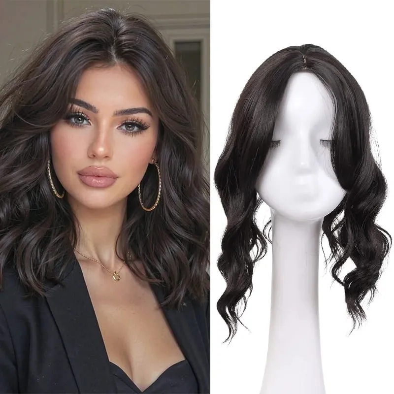 High Quality Synthetic Water Wave Wig Topper Middle Part With Natural Shine Easy To Apply For Quick Volume Boost.