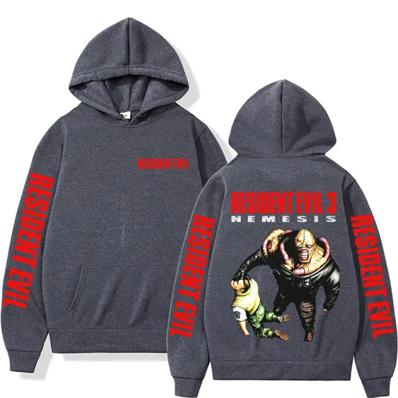 Retro 90s Nemesis Resident Evil Requiem Hoodies Men Women Fashion Classic Long Sleeve Sweatshirts Bodywarmer Oversized Hoodie