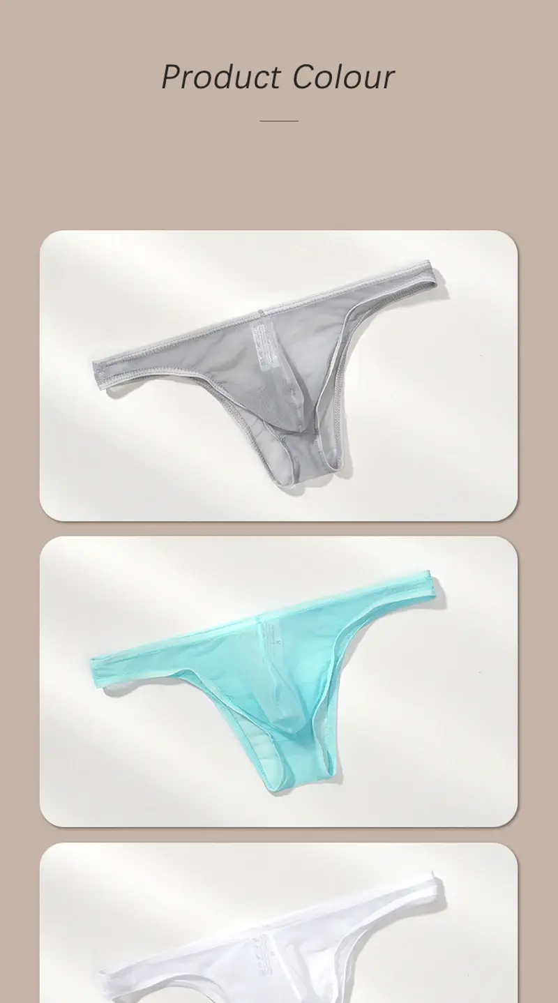 3Pcs/lot Men's Sexy See Through Briefs Mesh Sheer Transparent Seamless Panties Underwear Low-Rise Ultra-Thin Male Underpants