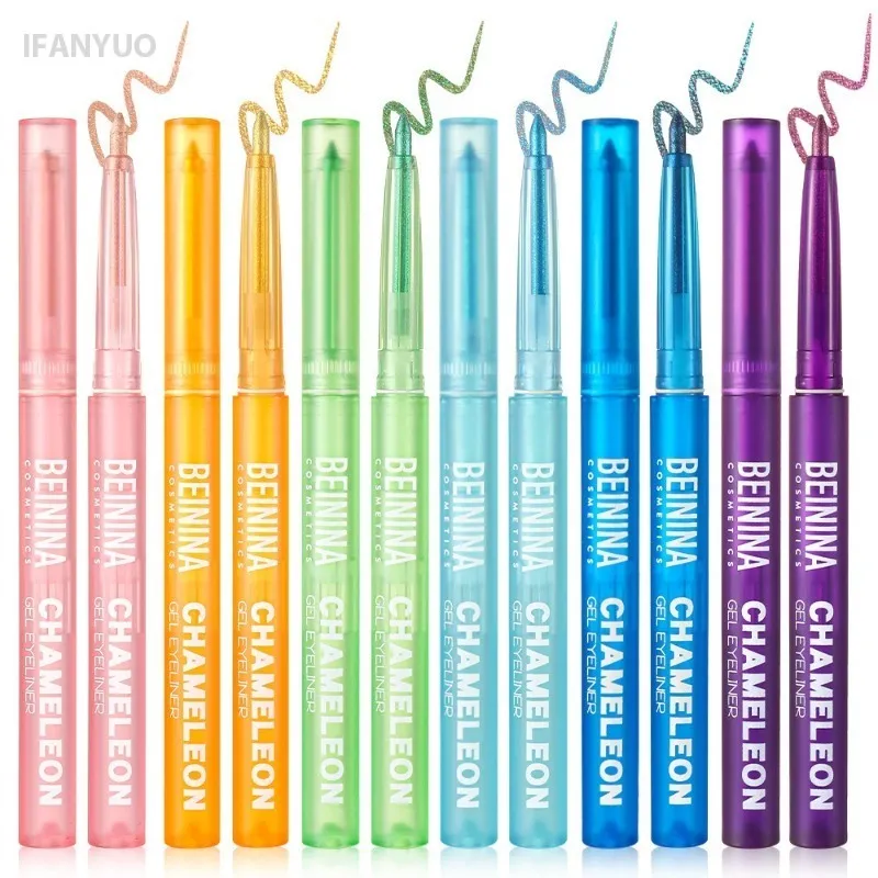 Metallic Chameleon Gold Eyeliner Gel Pen Pearlescent Polarized Glitter Green Inner Eye Liner Shiny Multicolor Soft Eyes Pigment
