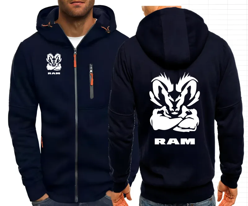2025 Ram 1500 Turbo DodgeLY Appassionati di auto Streetwear da uomo Felpe con zip Tinta unita Felpa con cappuccio Felpa con cappuccio da uomo all'aperto