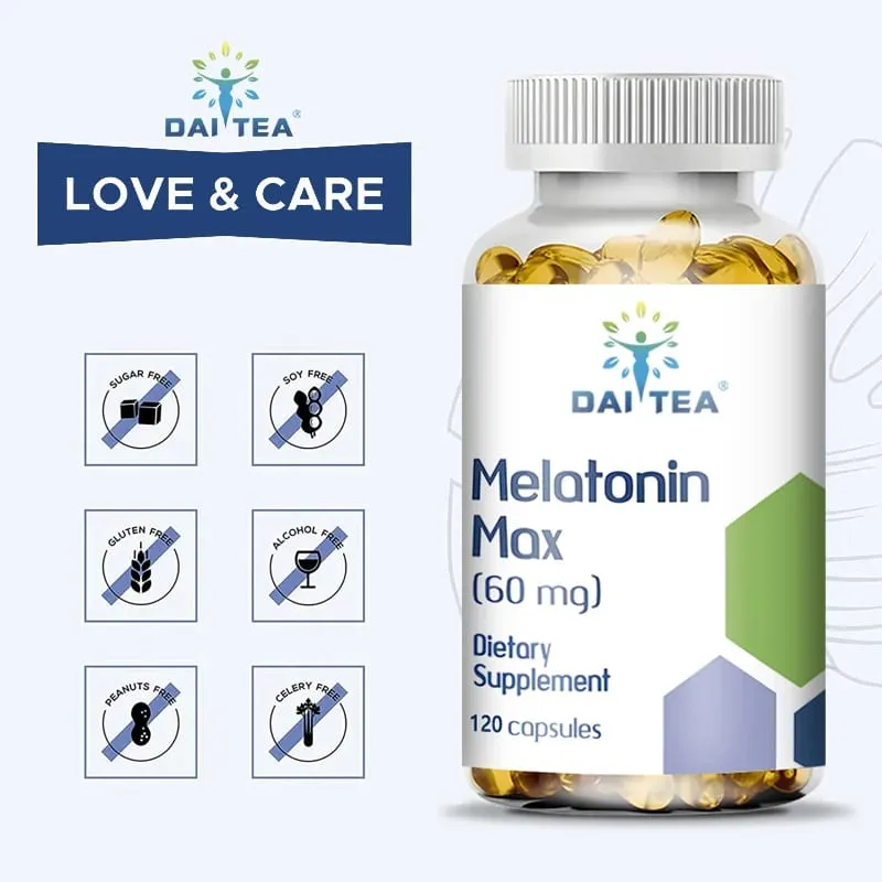 Melatonin Capsules Dietary Supplement - Relieve Insomnia Help Improve Sleep Quality Reduce Waking Time Help Deep Sleep