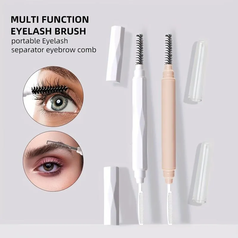 【Y】1Pcs Eyebrow Make Up Brushes Dual Ended Brow Comb Makeup Brush Stainless Steel Eye Lashes Roller Eyelashes White Beauty Tool