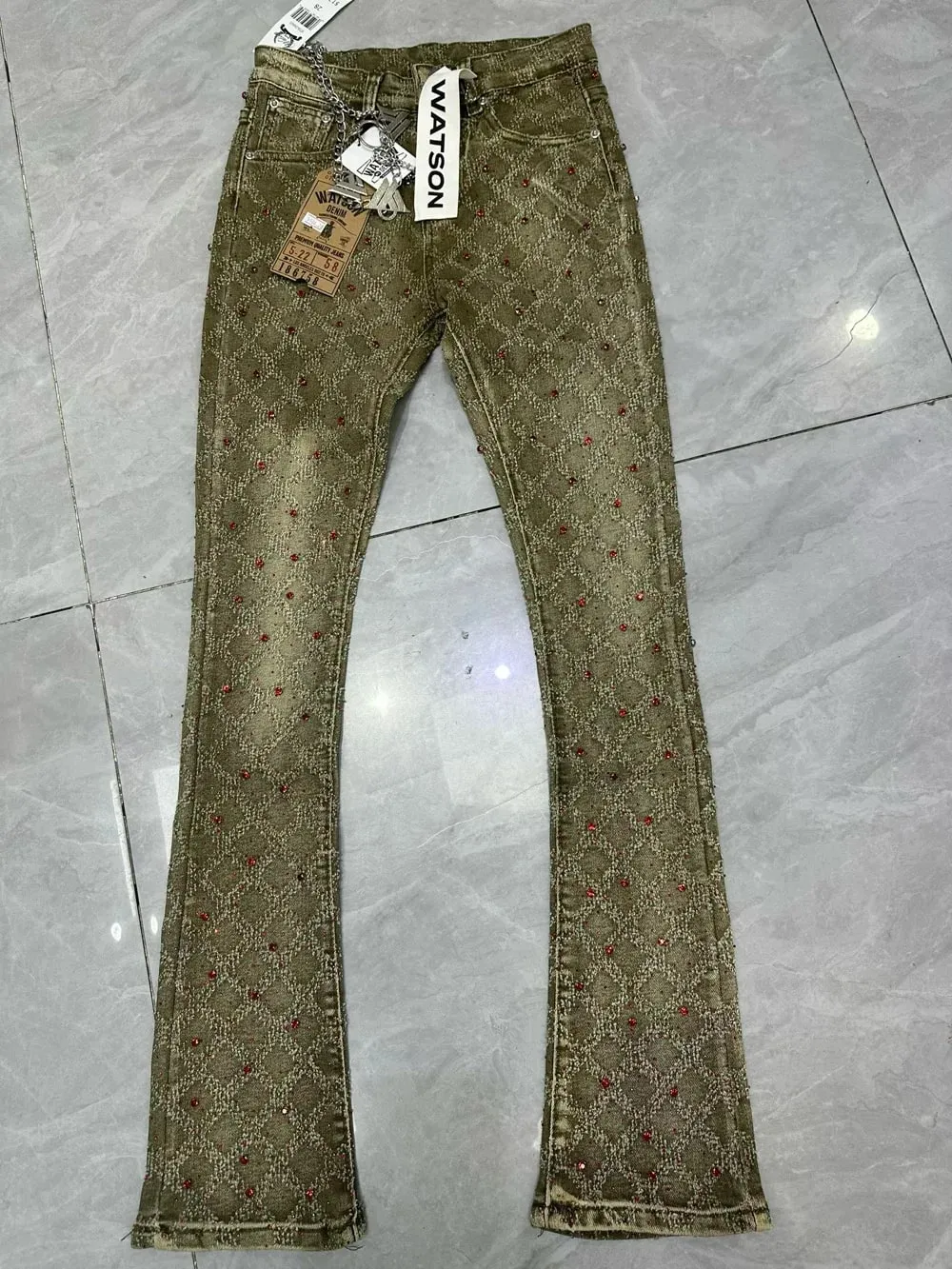 2026 Men's Multi-Pocket High Street Quality Slim Fit Skinny Long Denim Flared Men Yellow Red Pink Jeans Pants