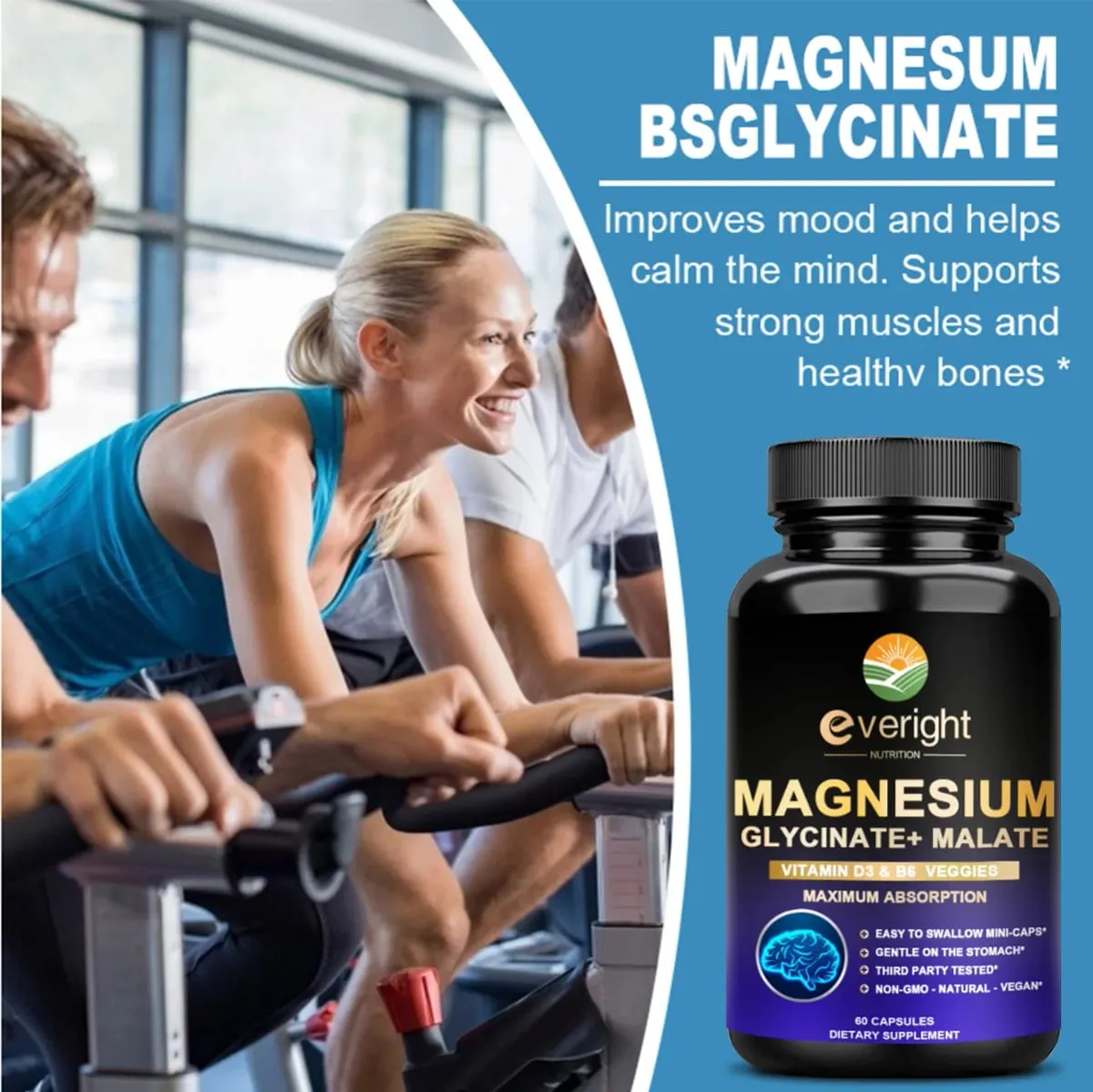 High Absorption Magnesium Glycinate - Supports Sleep Mood Muscles Heart & Nervous System Health
