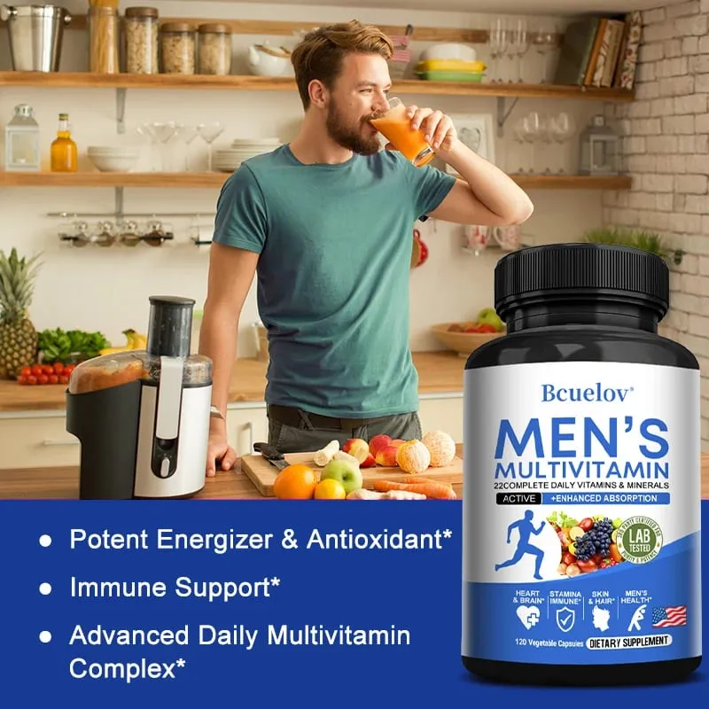Multivitamin for Men - Daily Multivitamin for Energy Focus & Brain Men's Health Complex Non-GMO120 120 Vegetarian Capsules