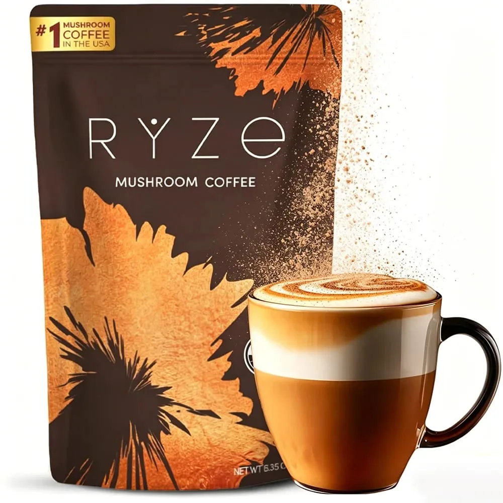 Organic Mushroom Coffee Powder with 6 Adaptogenic Mushroom Daily Instant Coffee for Better Energy Focus Digestion Immunity