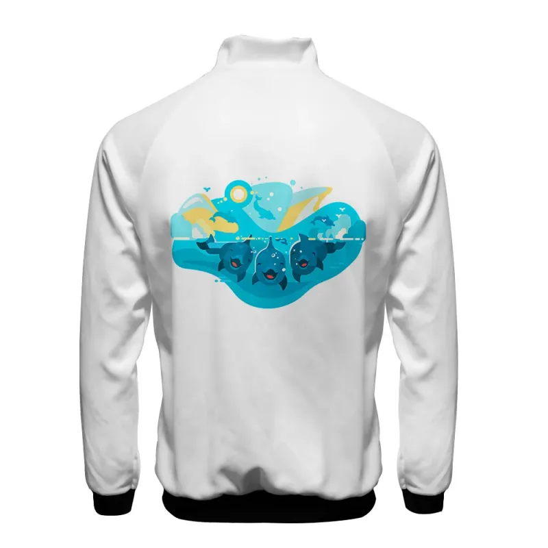Popular Marine animals dolphin 3D Print Zipper Raglan Jacket Windbreaker Boys/Girls Comfortable Stand Collar Jackets Coats
