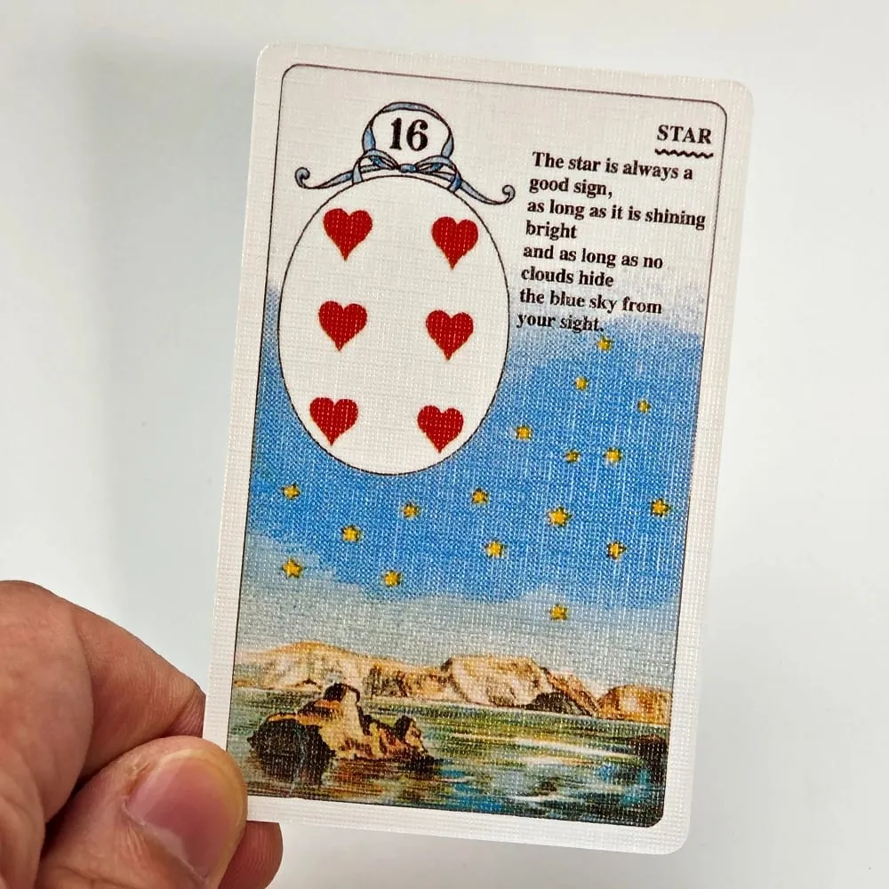 Mlle Lenormand Deck 9*6cm 36 Cards Esoteric Fortune Telling Printed on 350GSM Double-embossed Cardstock