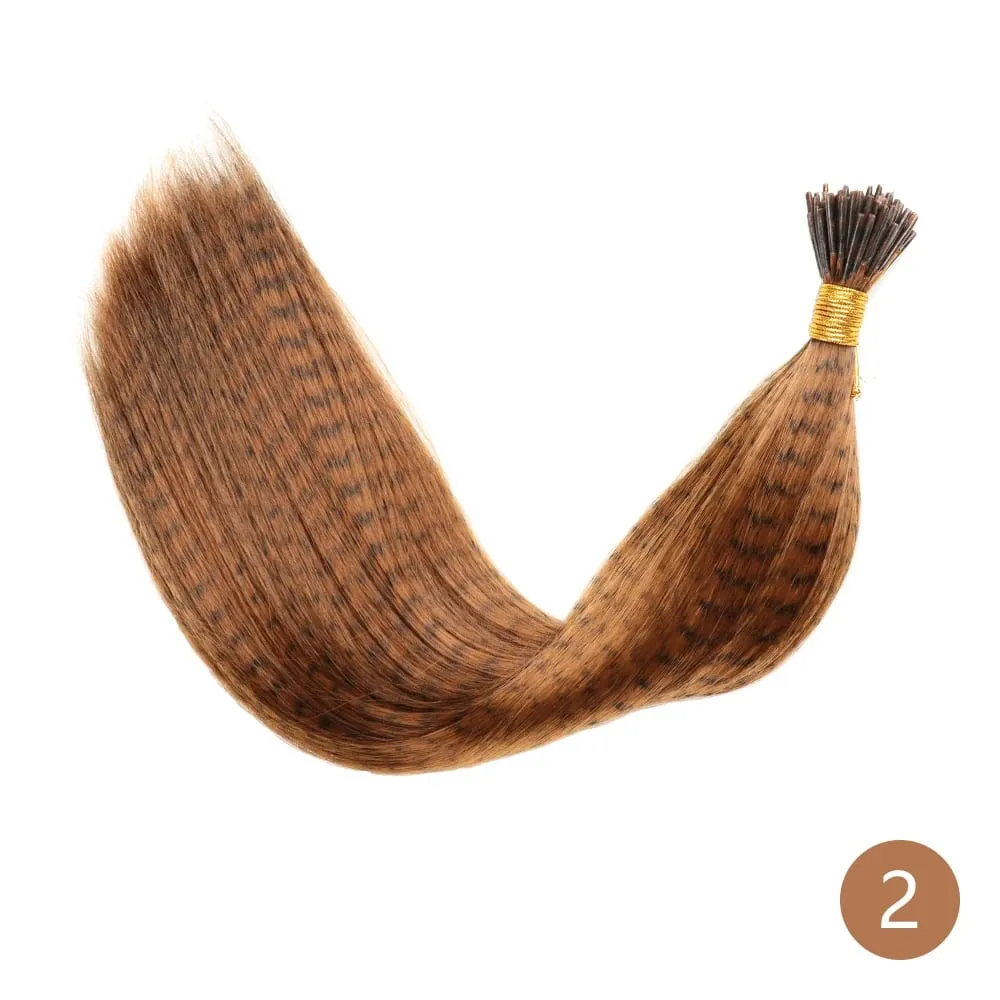 Lansa Feather Hair Extension 10Pieces Fake Hair I Tip Rainbow Synthetic Hair 16inch Hairpiece Feather for Hair Extension