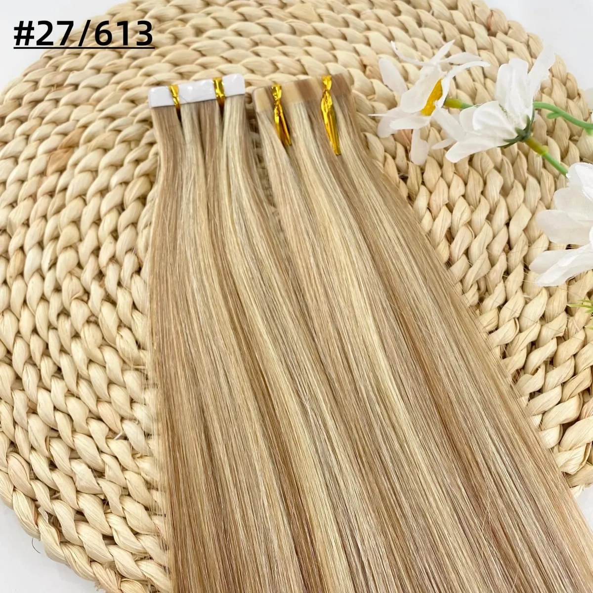 Blonde Seamless Tape in Hair Extensions Human Hair Skin Weft PU Tape on 20 PCS 18'-30' Length Easy Installation Hair Extensions
