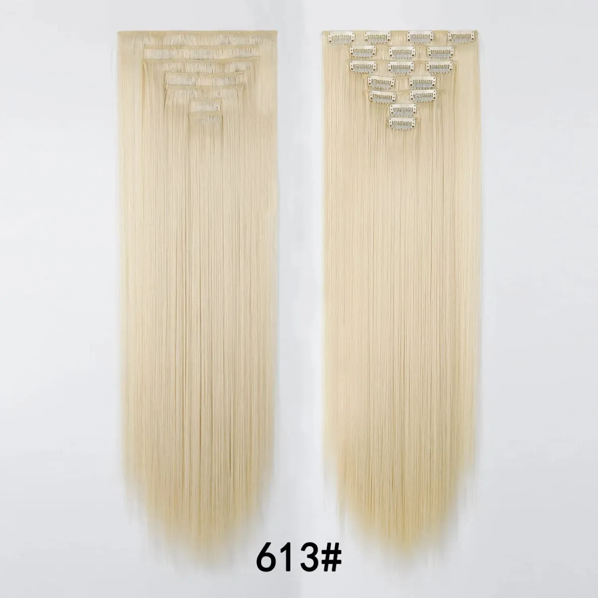 24 Inch Clip-in Hair Extensions 7 Pcs Long Straight Synthetic Hair Extensions Invisible Clip-ins Hairpieces for Women Daily