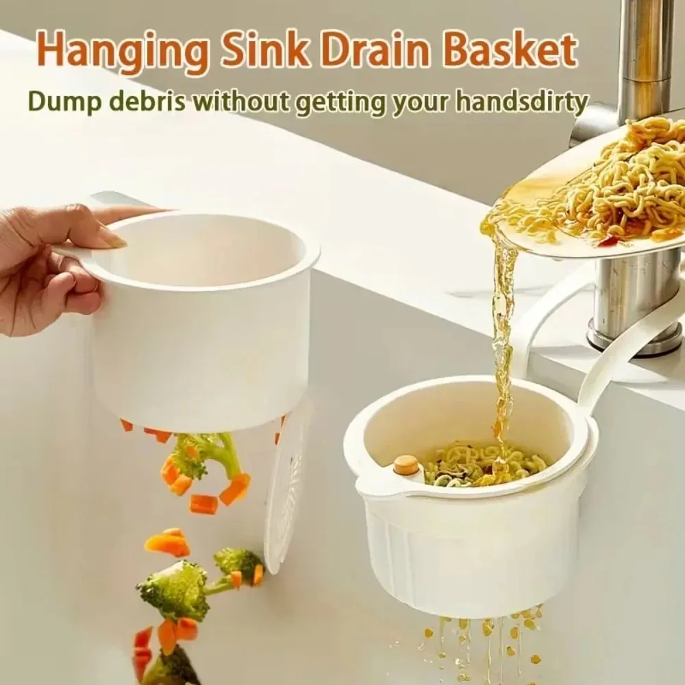 1PCS Press-Type Drain Basket: Food Strainer & Sink Organizer Multi-Functional for Kitchen & Bathroom Use