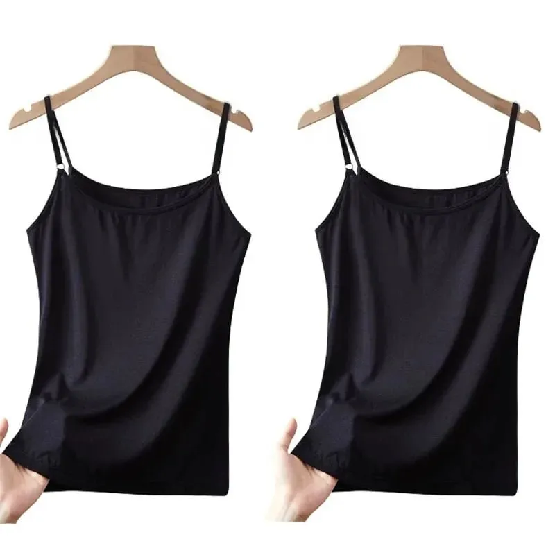 Cotton Feel Solid Sling Camisole Women Crop Top 35-75kg Sleeveless Sexy Slimming Vest Tank Base Tee Underwear Daily Staple 2026