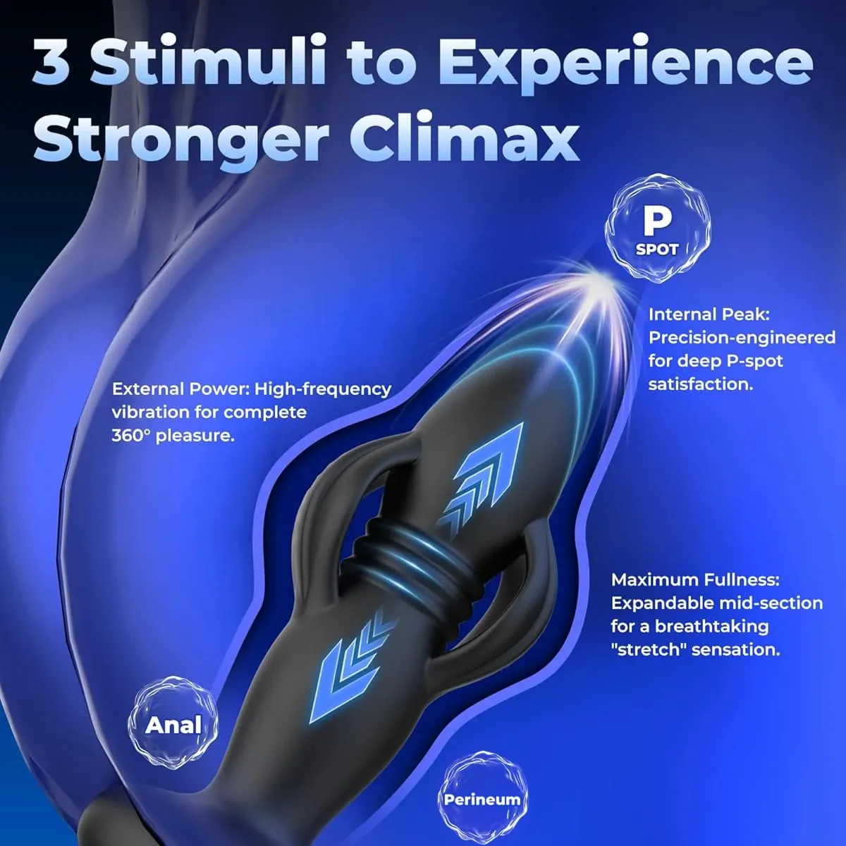 3-in-1 Telescopic & Expanding Anal Toys Butt Plug Prostate Massager Anal Plug Vibrator Male Sex Toys IPX7 Waterproof Thrusting