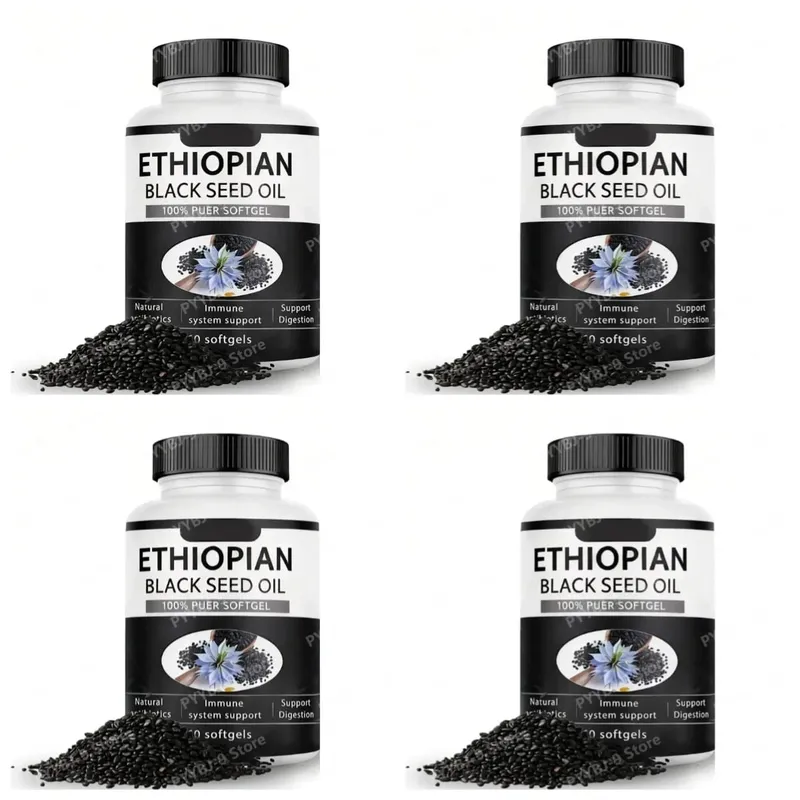Ethiopian Black Seed Oil Softgels 60 Count 100% Natural Gluten Free Non GMO Antioxidant Immune Digestive Daily Health Supplement