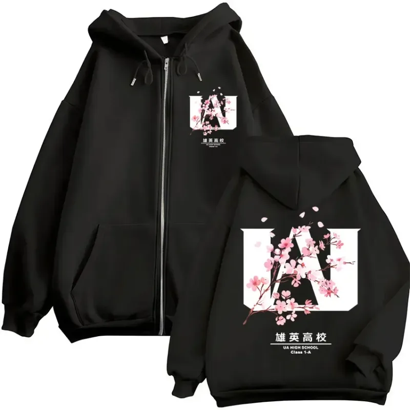 Japan Anime My Hero Academia Zip Up Hoodies Harajuku Fashion Manga Vintage Sweatshirt Men Women Fleece Oversized Tracksuit Coats