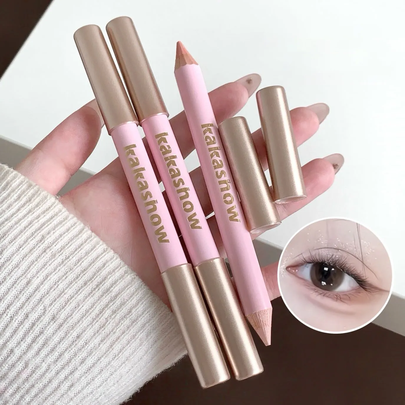 Double Ended Lying Silkworm Pencil Highlighter Makeup Pen Matte Natural Brighten Eyelid Shadow Stick Pink Apricot Eyes Cosmetics