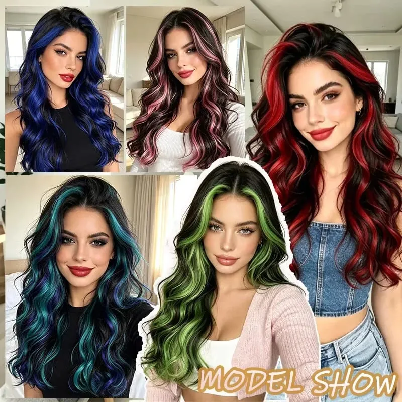 Synthetic 5 Clips in Hair Extensions Body wave Natural Hair Fake False Hair Piece Extentions For Women And Girl halloween wig