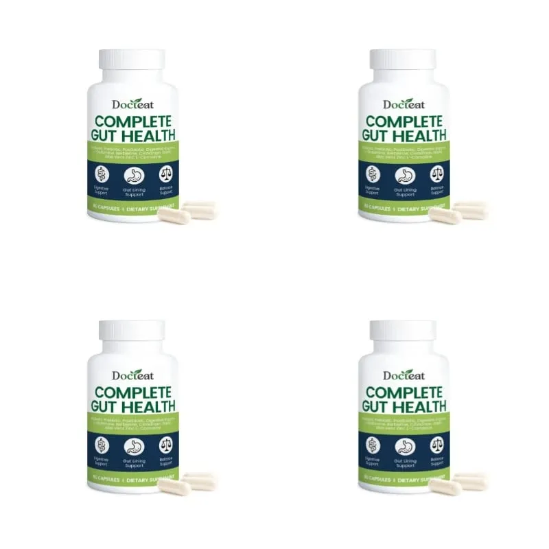 Docteat Complete Gut Health Capsules with Probiotic Prebiotic Postbiotic Digestive Enzymes for Gut Balance & Digestion 60 Count