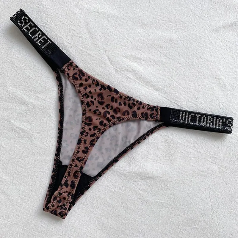 2025 New Sexy Pink Brand Lingerie Female Intimate Underwear Rise Women Panties Bra Rhinestone Letter Comfort Brief