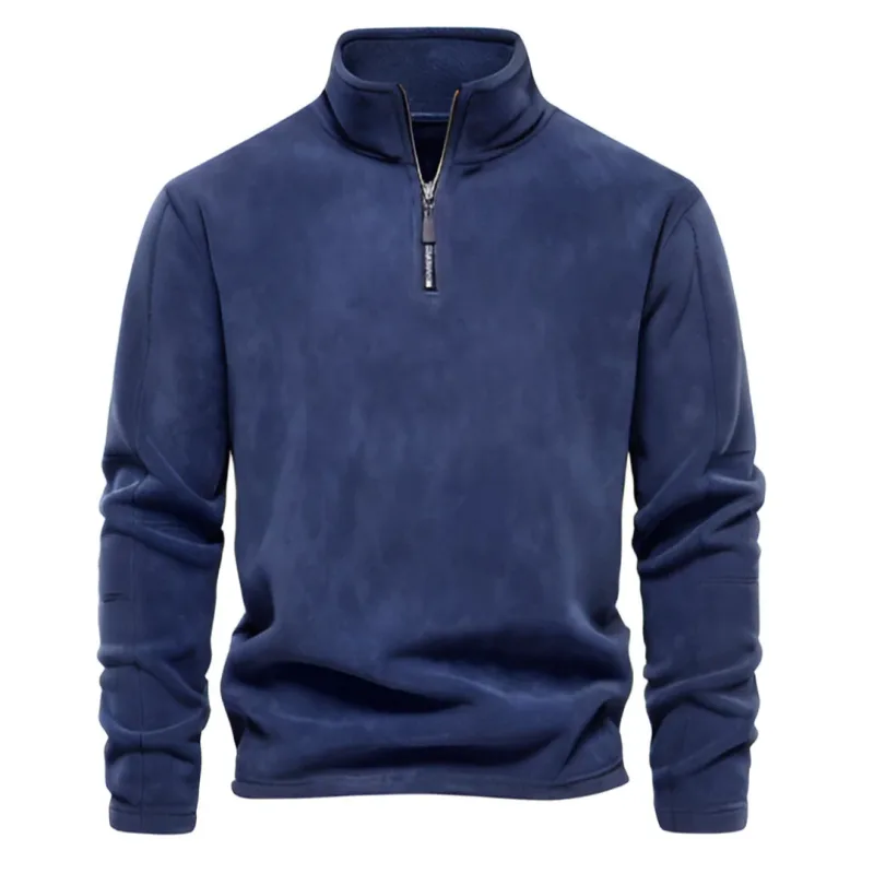 Brand Quality Thicken Warm Fleece Jacket para sa Lalaki Zipper Neck Pullover Men's Sweatshirt Soft Shell Mens Jacket