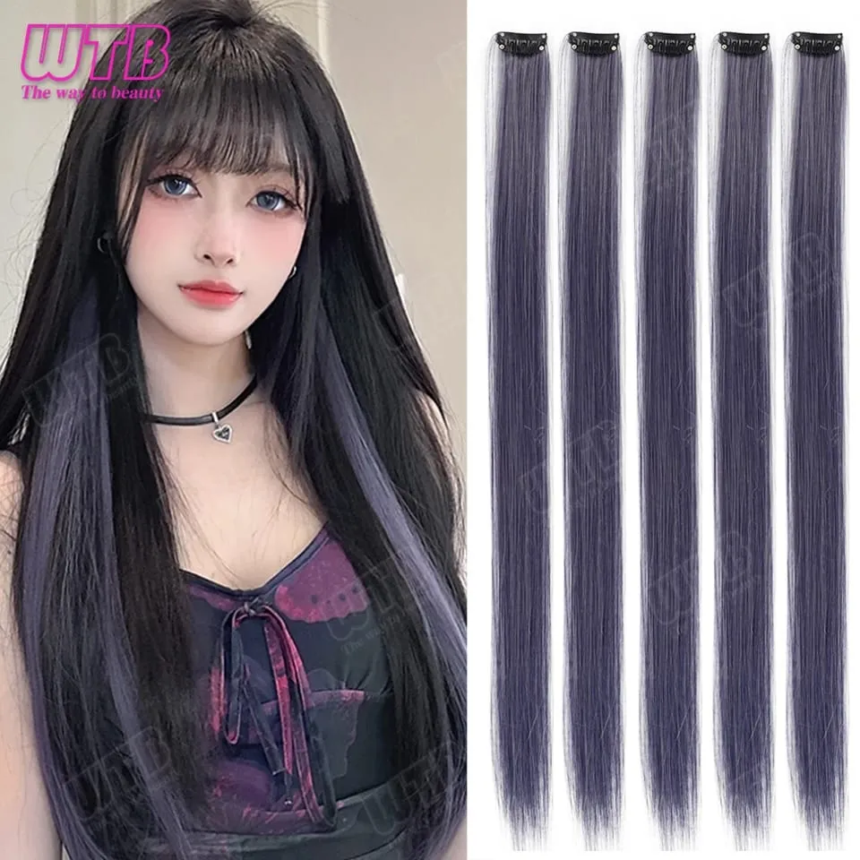 10 PCS Colored Synthetic Hair Extension Wigs for Women BB Clip Style Straight Hair Extension Wigs Suitable for Holiday Events