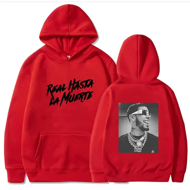 Anuel AA Gedruckt Hoodies Sweatshirt Mantel Real Hasta La Muerte lässige Trainingsanzug Kostüm Männer Frauen Kleidung Anime Pullover Hoodie