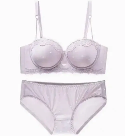 Cute Sweet Heart Lace Bra & Panty Set Sexy Push Up Side Support Anti Sag Soft Lingerie For Small Bust 32‑38AB Bra set