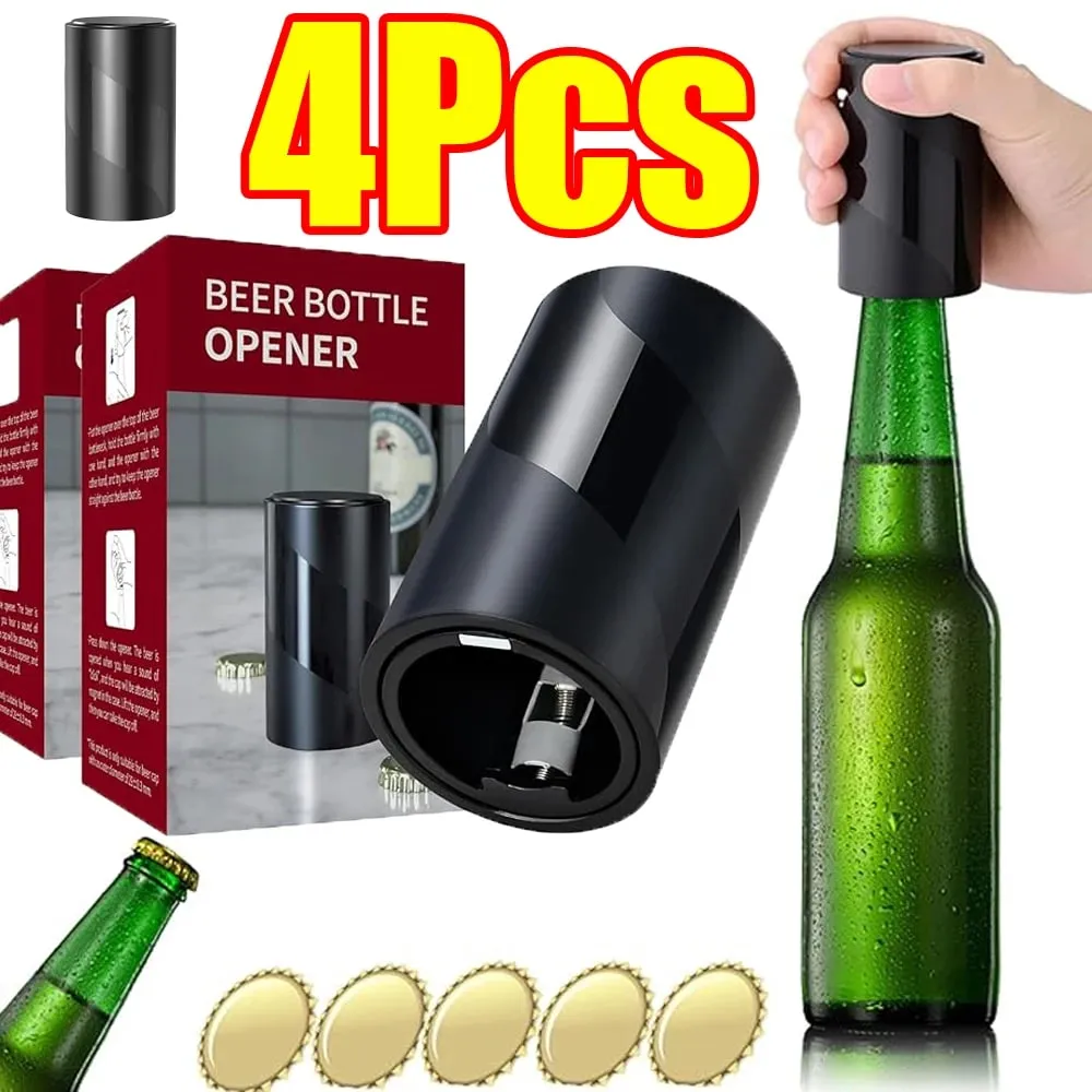 1-4Pcs Beer Bottle Opener Push Down Bottle Small Portable Opener Automatic Beer Opener for Home Party Bars Picnic Camping Hiking