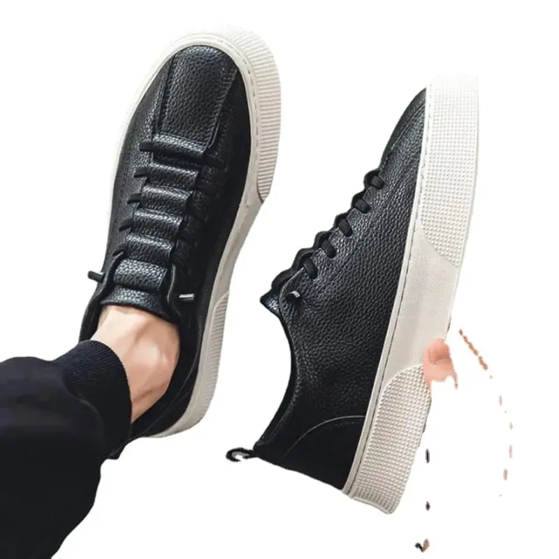 白スニーカー男性 2024 春のファッションカジュアルレースアップラウンドトゥフラットメンズランニングスポーツシューズ Zapatillas Deportivas Hombre