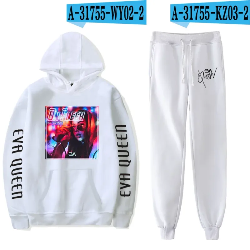 Hip Hop Comfortabel Eva Queen Print Sweatshirt Joggingbroek Pak Hoodies + Broek Pak Jongens/Meisjes 2 Delige Set Kleding