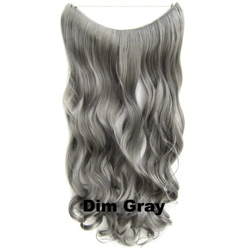 Synthetic One piece Hair Extensions No Clip No Glue Invisible 24inch Long Straight Wave Heat Resistant String Hairpiece