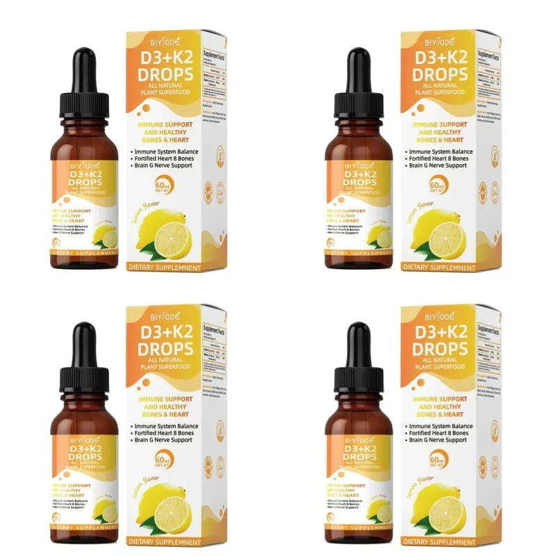 Vitamin D3 K2 Liquid Drops Calcium Absorption and Bone Support 1000 IU D3 with K2 Lemon Flavor 60 ml 30 Servings
