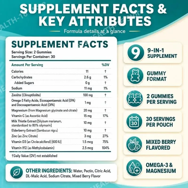 Kids Multivitamin Gummies with Omega 3 Magnesium Zinc Vitamin C D3 B12 Mixed Berry Flavor Daily Wellness Supplement 60 Gummies