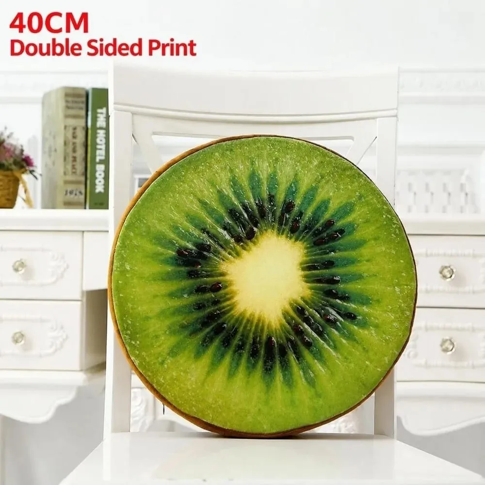 Cute Round Fruit Pillow Simulation Plush Fabric Seat Cushion Fruit Slice Print Stuffed Inner Plush Pillow Sofa Decor