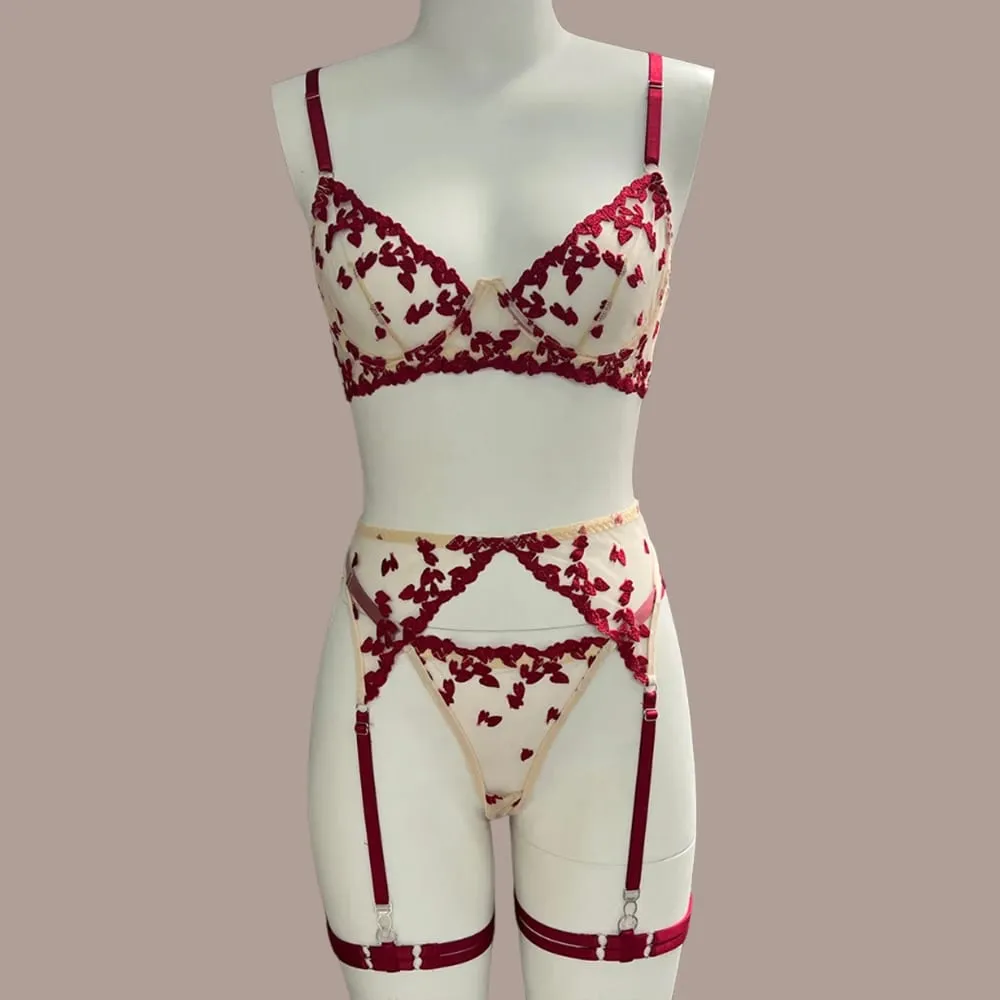 Ellolace Sexy Lingerie Uncensored Super Hot Lace Embroidery Love Underwear Sexy Suspender Attractive See Through Bilizna Outfit