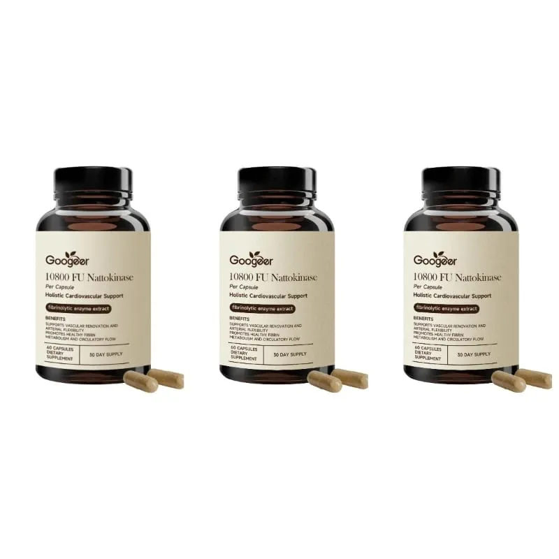 Nattokinase 10800 FU Capsules with CoQ10 Garlic Extract Daily Wellness Supplement 60 Count 30 Day Supply for Adults Men Women