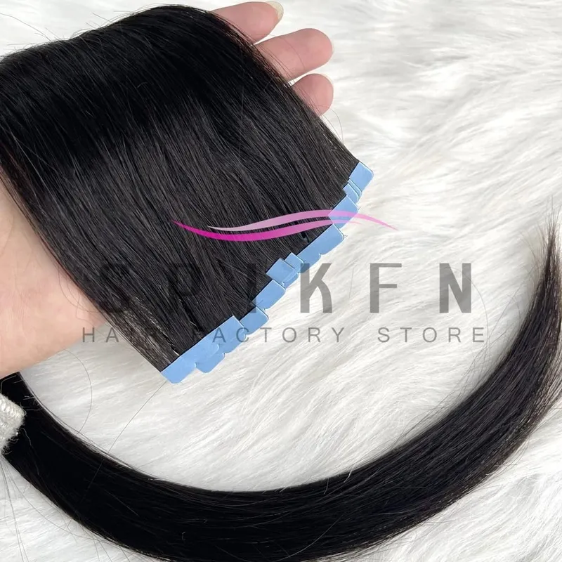 Mini Tape In Human Hair Extensions 12"-20" Machine Remy Skin Weft Adhesive Tape Hair Natural Black Tape Ons 10pcs for Women