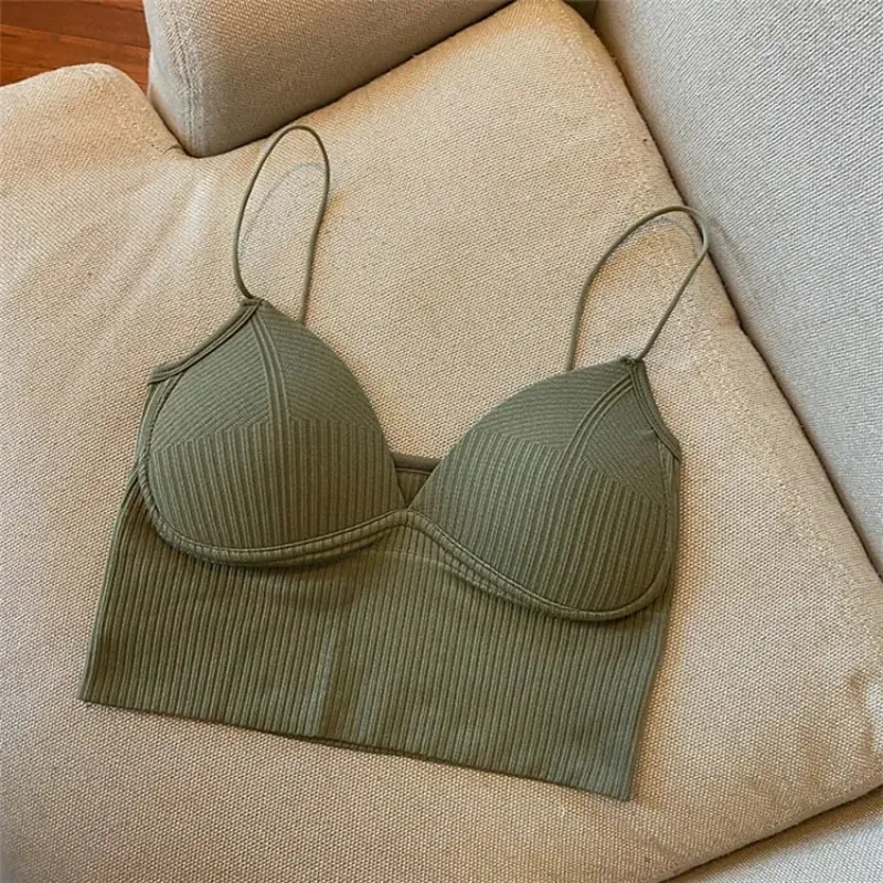 ผู้หญิงเซ็กซี่ Crop Top Bra กีฬา Tube Camis Streetwear Bandeau Basic Tank หญิง Tee