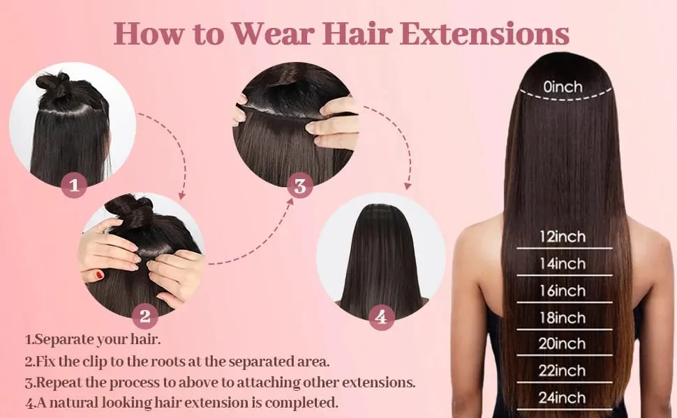 #8 Straight Clip Ins Human Hair Extensions 100% Human Hair 3/4 Full Head One Piece 5 Clips In Hair Extensions 100G/Set For Woman