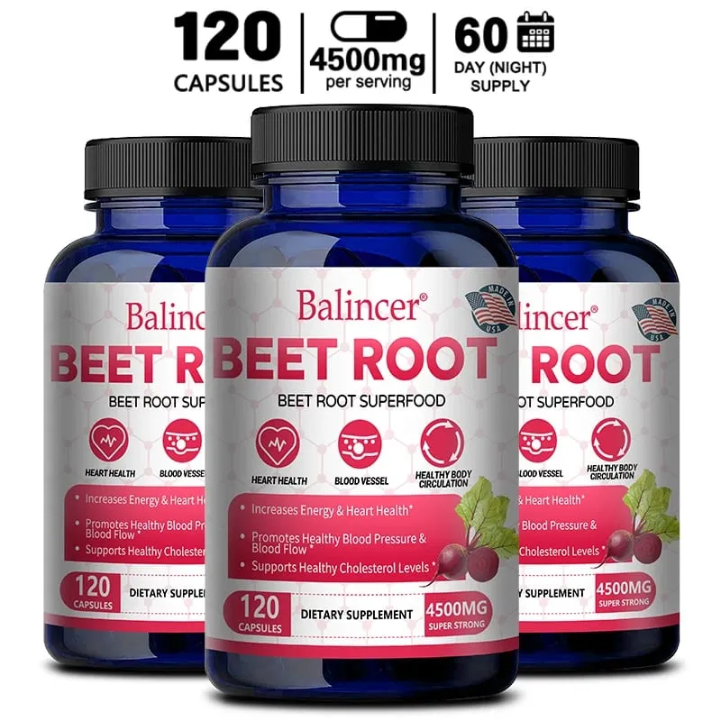 Beetroot Capsules 2500mg Support Daily Blood Circulation Cardiovascular Wellness Physical Endurance & Immune Balance — image 9