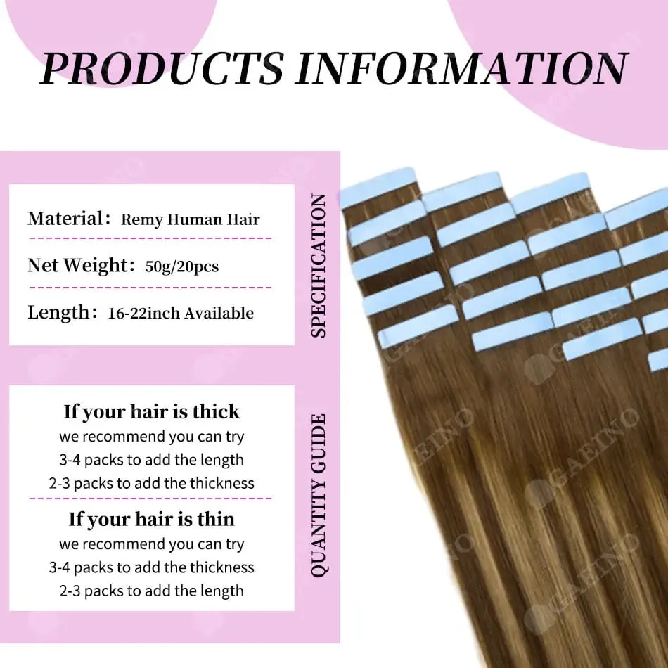 12A Tape In Hair Extensions 100% Remy Human Hair Pre-taped Skin Weft Adhesive Strips For Women Salon Use High Quality 14-22 Inch
