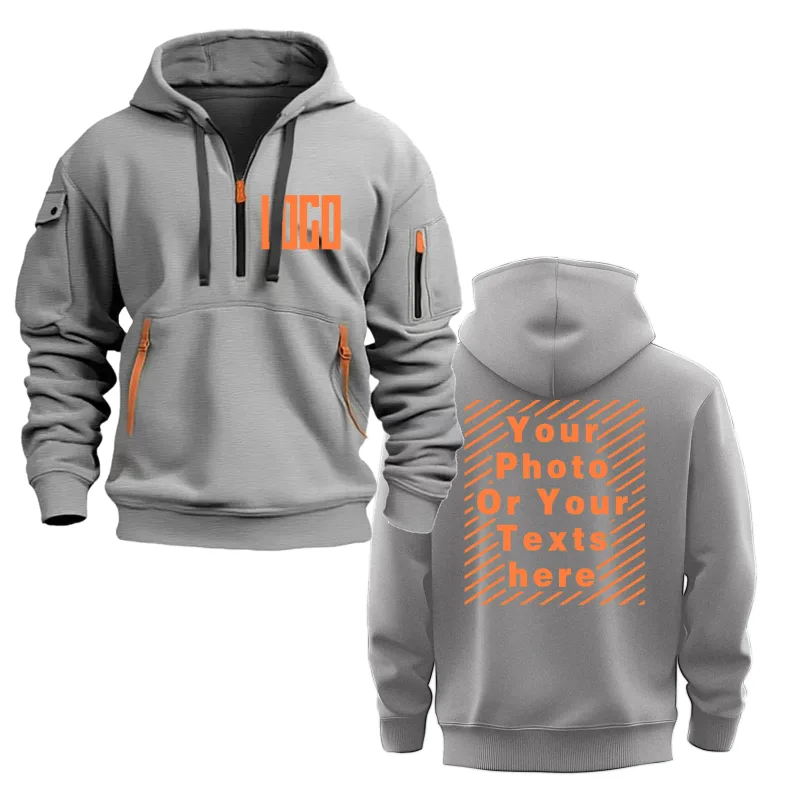 Men's and Women's Custom Printed Hoodies Loose Casual Sportswear Zippered Long-sleeved Hoodies with Pockets on the Sleeves