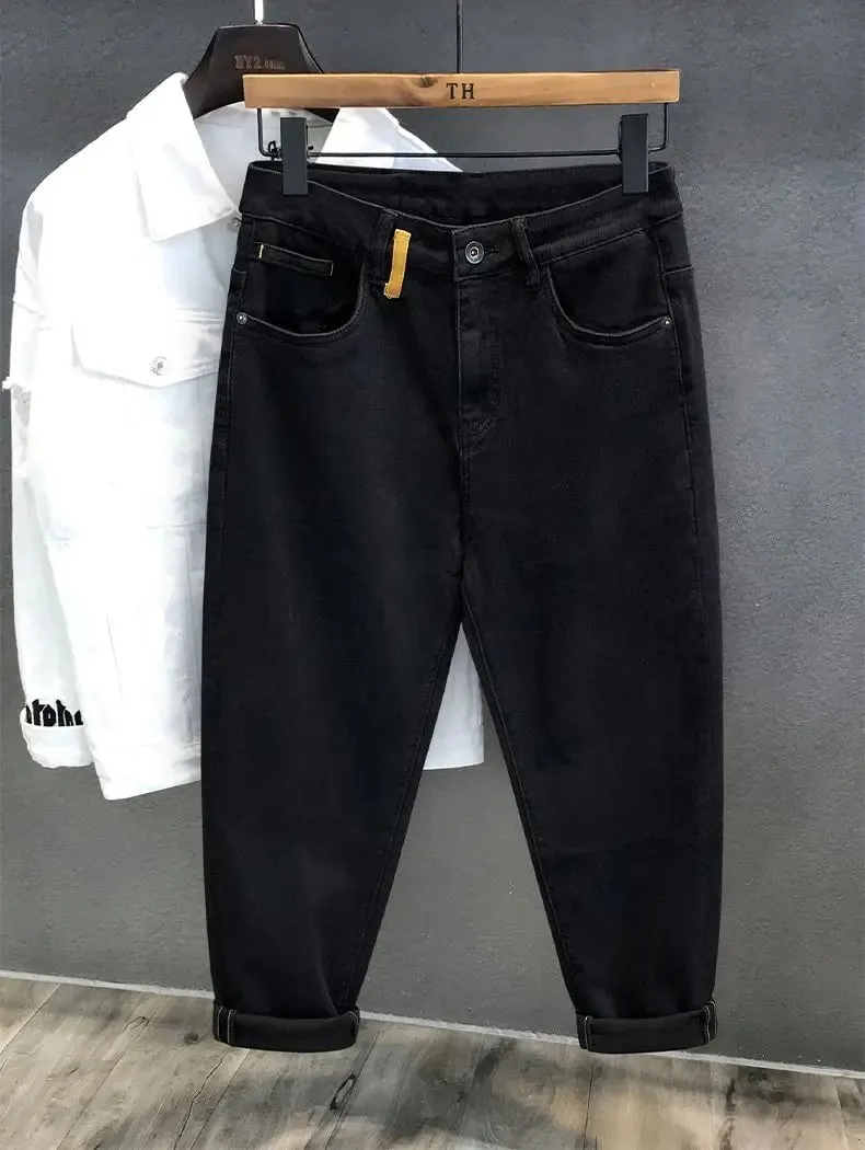 Autumn New Handsome Trendy Brand Black Harlan Jeans Casual Pants Loose Small Straight Casual Trousers Baggy Cargo Pants Man