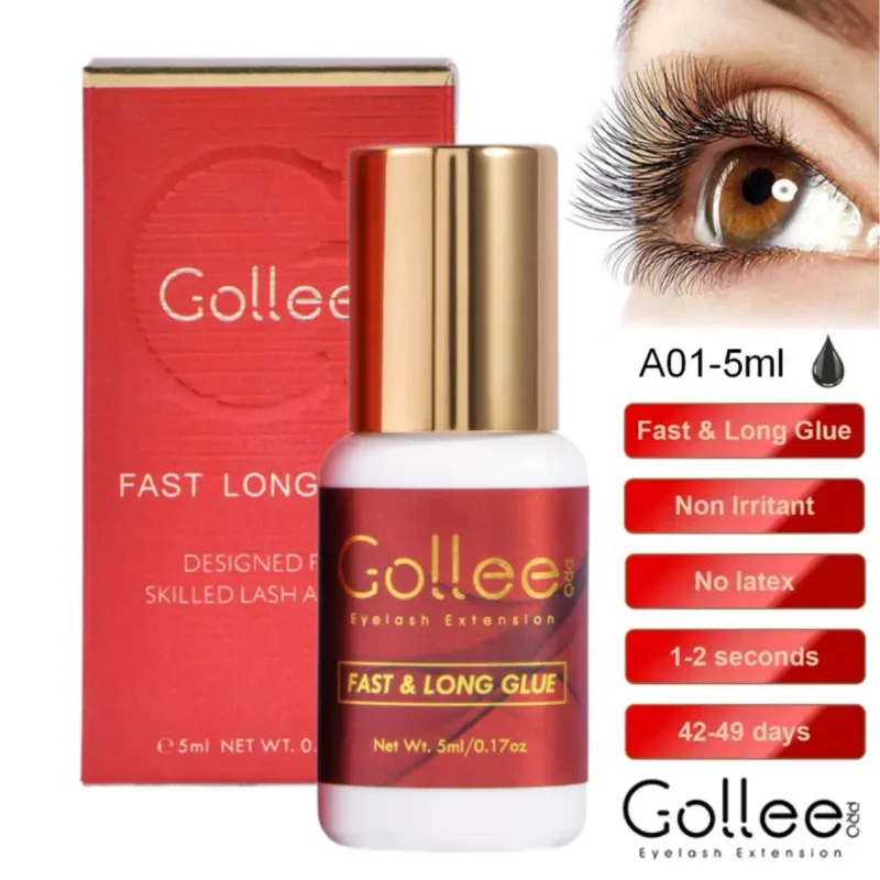Gollee Fast Drying Eyelash Glue 0.5S 1S 2S 3S Unscented Lash Glue Low Odor Lashes Extension Adhesive for Professional Supplies